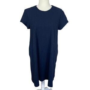 J. McLaughlin Catalina Cloth Damask Jacquard Swing Dress Navy Size Large Classic